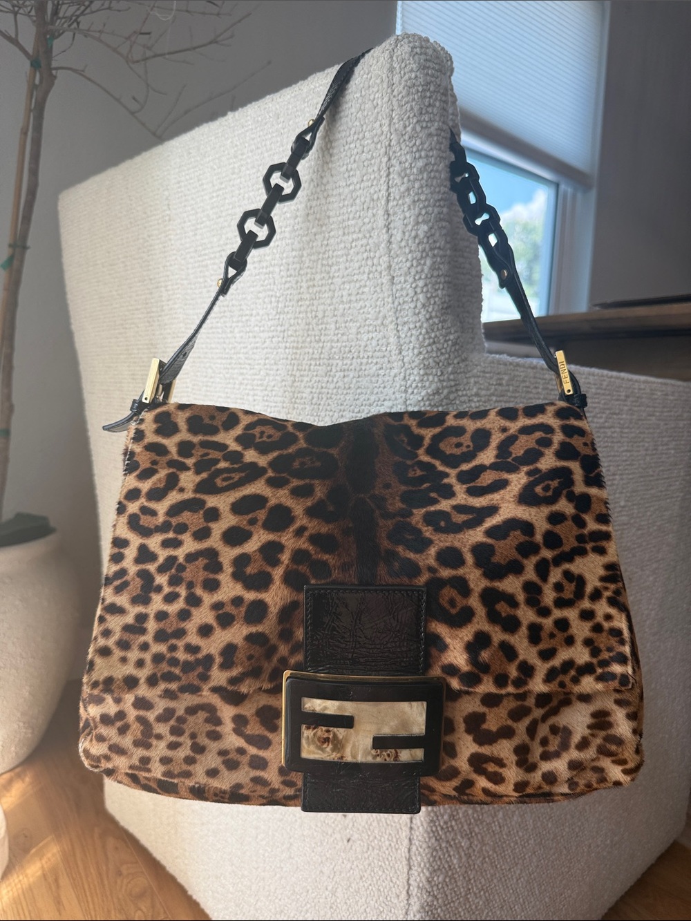 Fendi Leopard Pony Hair Mama Baguette